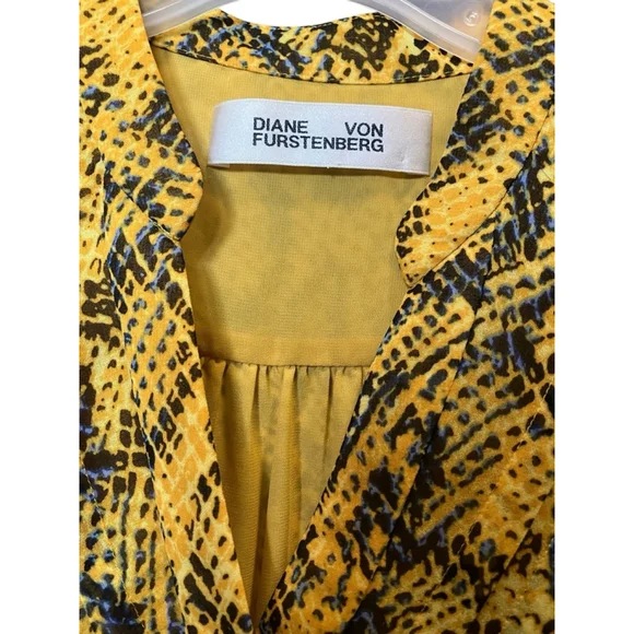 DVF Carter Yellow Snakeskin Belted Maxi Dress Medium - Picture 2 of 14